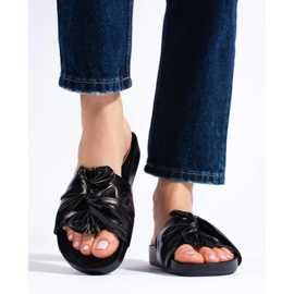 Svarta Shelovet platta sandaler för kvinnor 2