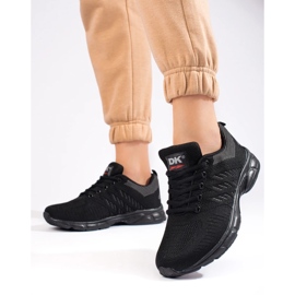 SHELOVET Damer Dk Black Textile Trainers svart 2