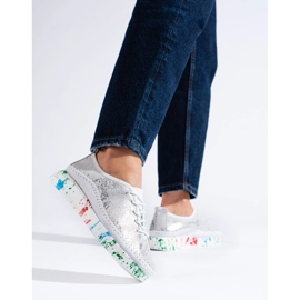 Damskor i silver i läder med en färgad Shelovet-plattform silver- 1