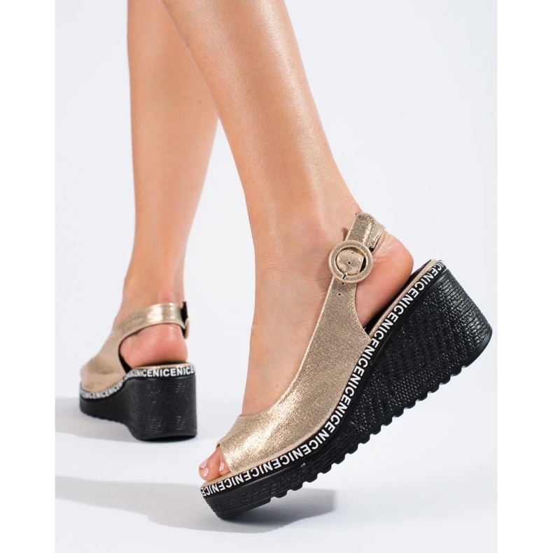 Shelovet kilasandaler i guld gyllene 2