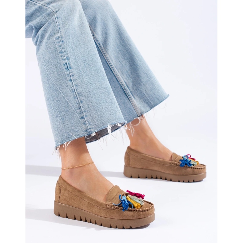 W. Potocki Potocki mocka boho loafers med tofsar beige 2