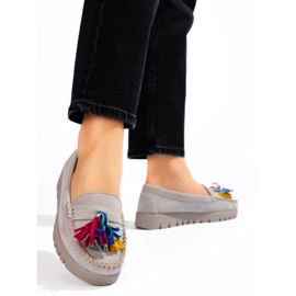 W. Potocki Potocki grå mocka boho loafers med tofsar 2