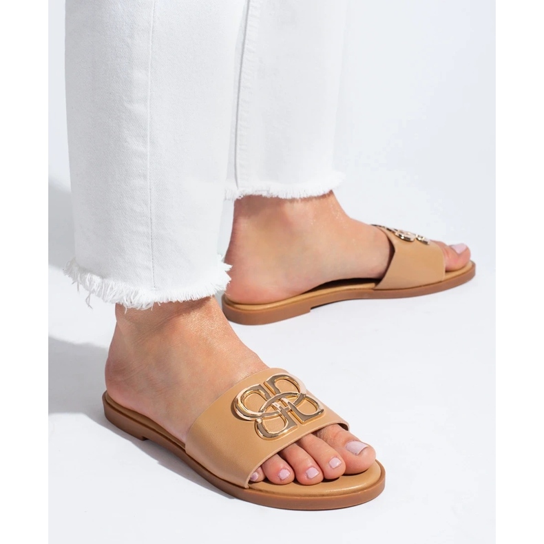 Klassiska svarta Shelovet-tofflor för kvinnor beige 2