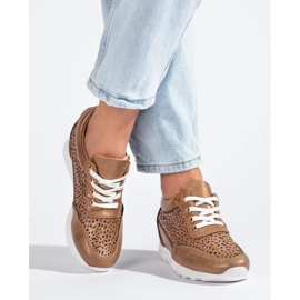 Genombrutna sneakers med en dold kil Shelovet brun 2