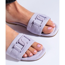 Damtofflor i lila mocka från Shelovet violett 1