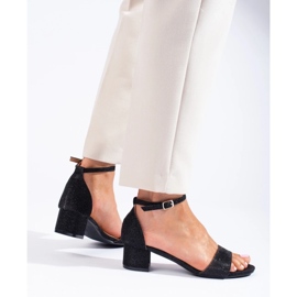 Eleganta brokadsandaler med låg klack Shelovet svart 1