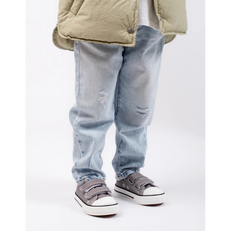 Barnsneakers med kardborrband grå Vico 2