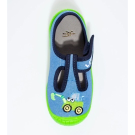 Shelovet blå kardborre grävmaskin tofflor 1
