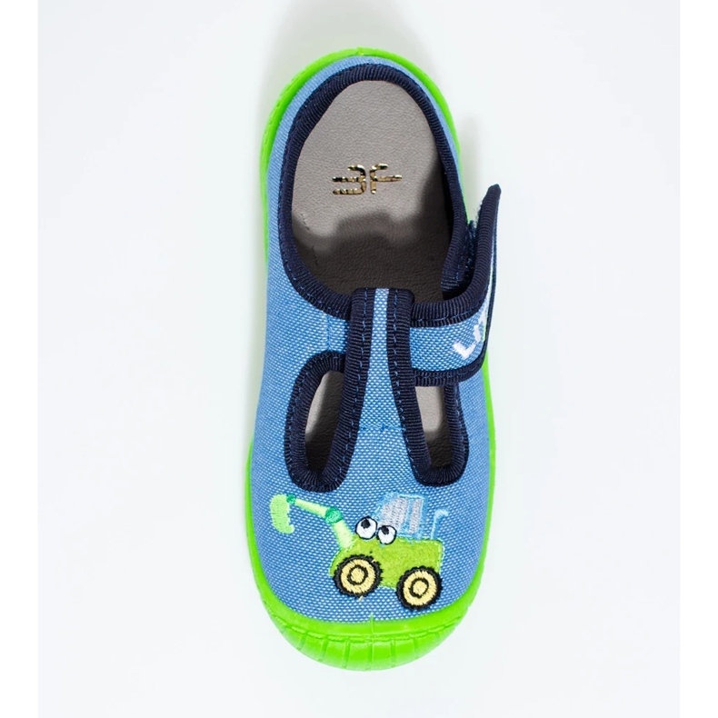 Shelovet blå kardborre grävmaskin tofflor 1