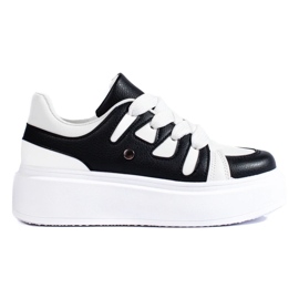 Svarta och vita damsneakers från Shelovet med tjock sula 2