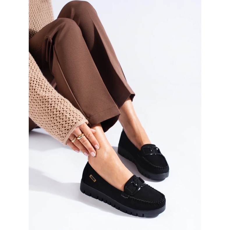 Goodin Svarta mockasiner i mocka med tjock sula 1