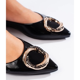 Shelovet balettlägenheter i lackskinn för kvinnor svart 1