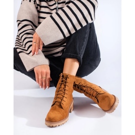 Shelovet bruna ankelstövlar med snörning för kvinnor 1
