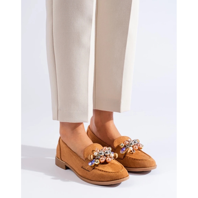 Shelovet kvinnors kamelherrar med kristaller brun 1