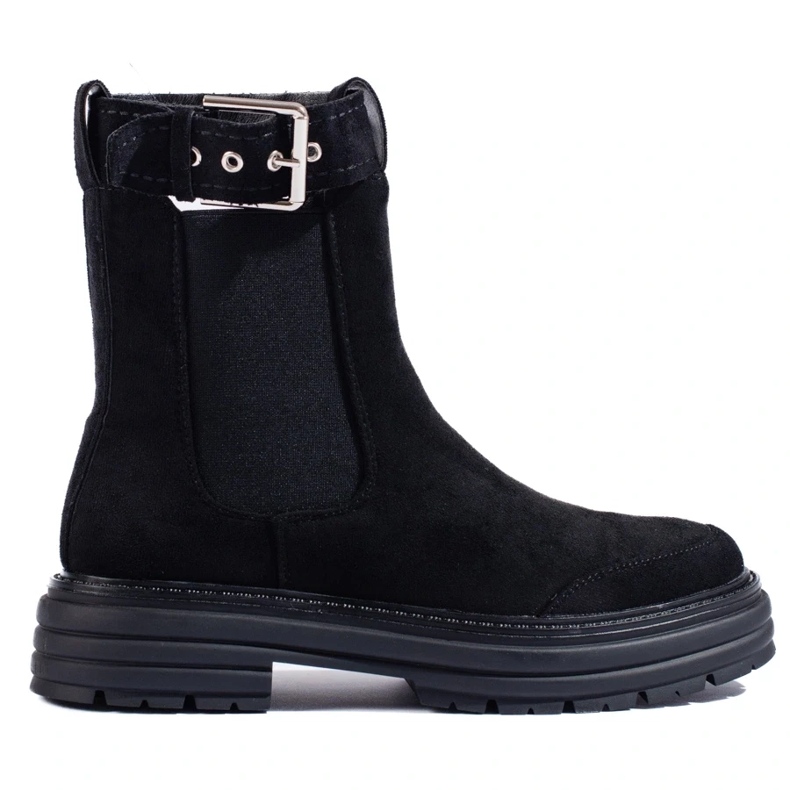 Ankelboots i svart mocka med Shelovet-spänne 2