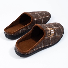 Shelovet brunrutiga tofflor för män 1