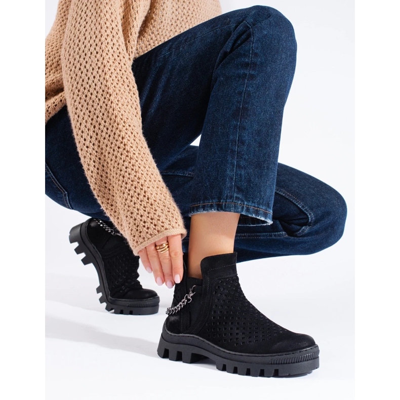 W. Potocki Mocka genombrutna ankelstövlar för kvinnor, svarta, Potocki 1