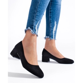 Lågklackade pumps i svart mocka för kvinnor 2