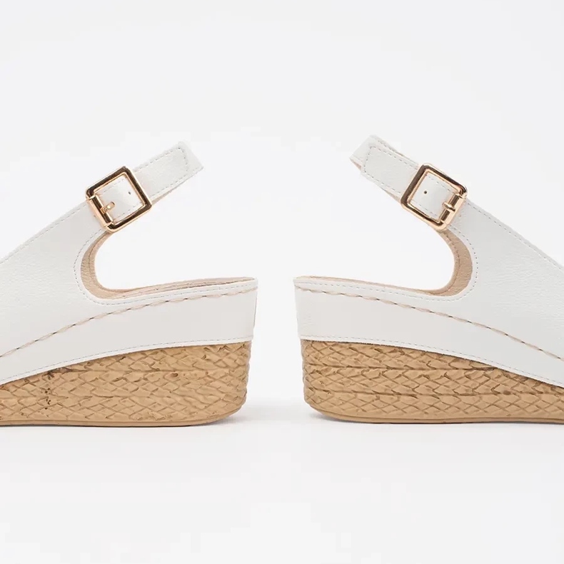 Vita espadrille sandaler med låg kil 1