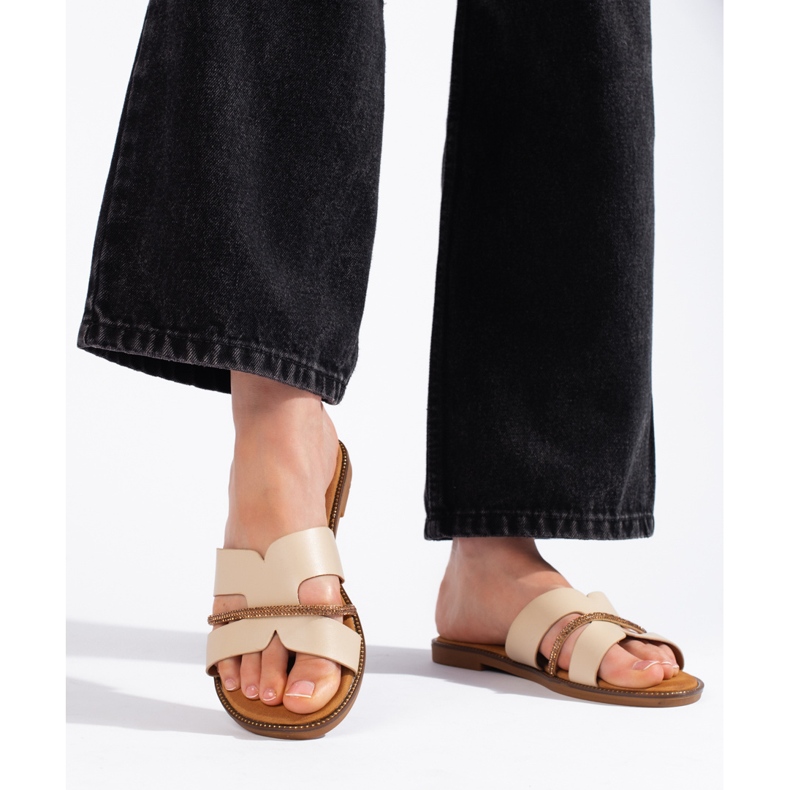 Eleganta beige flipflops för kvinnor 2