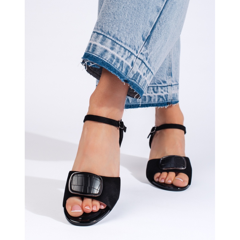 Svarta eleganta högklackade sandaler från Sergio Leone 2