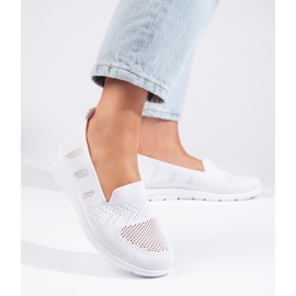 Slip-on i vit textil för kvinnor 2