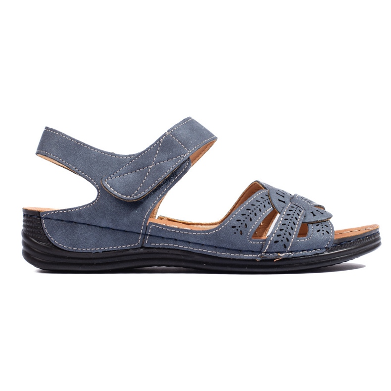 Ljusblå damsandaler med låg kil 1