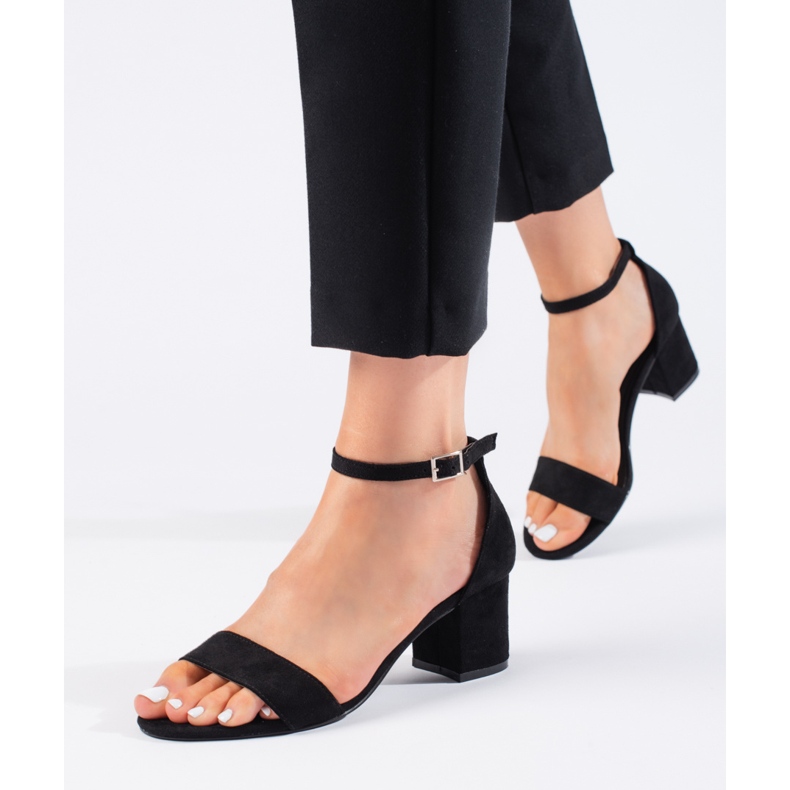 Seastar Svarta mocka sandaler med hög klack 2