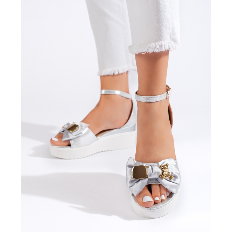 Seastar Kilsandaler i silver för kvinnor med rosett silver- 2