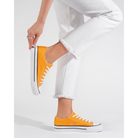 Gula klassiska damsneakers med snörning 2