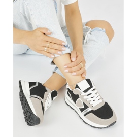 Svarta och beige sportskor för kvinnor 2