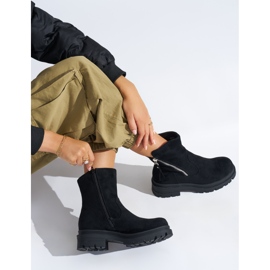 Svarta ankelstövlar för kvinnor med dekorativ dragkedja 2