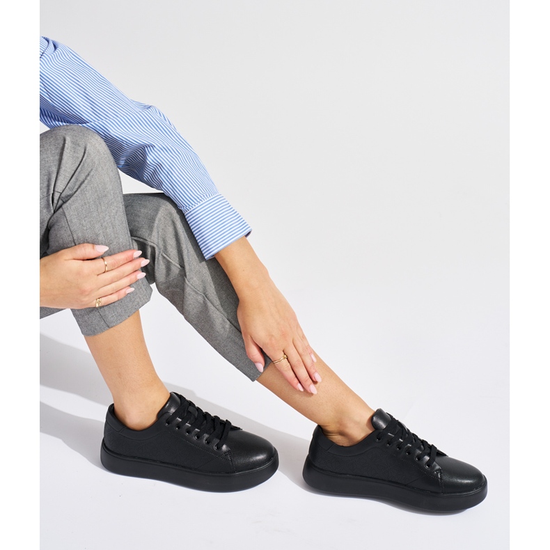 Sergio Leone Svart läderbundna sportsneakers kvinnors SP014 1