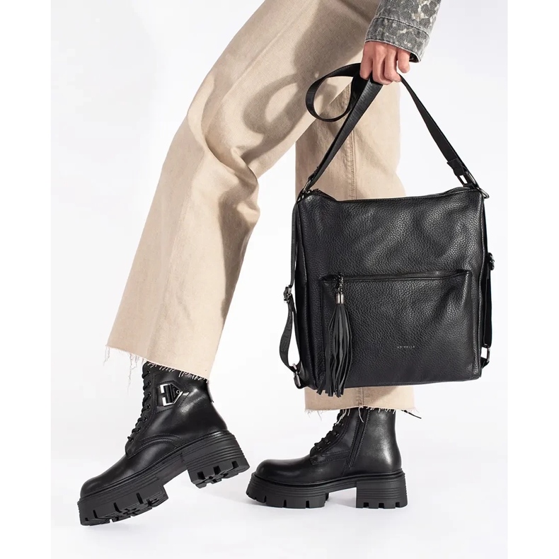 Svarta läderboots med tjock sula 2