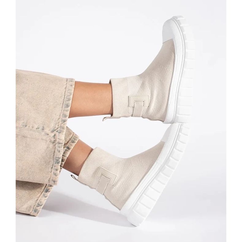 Seastar Ljusbeiga sneakers med hög plattform beige 1