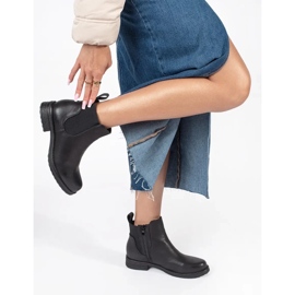 Svarta platta Chelsea-stövlar för kvinnor 1