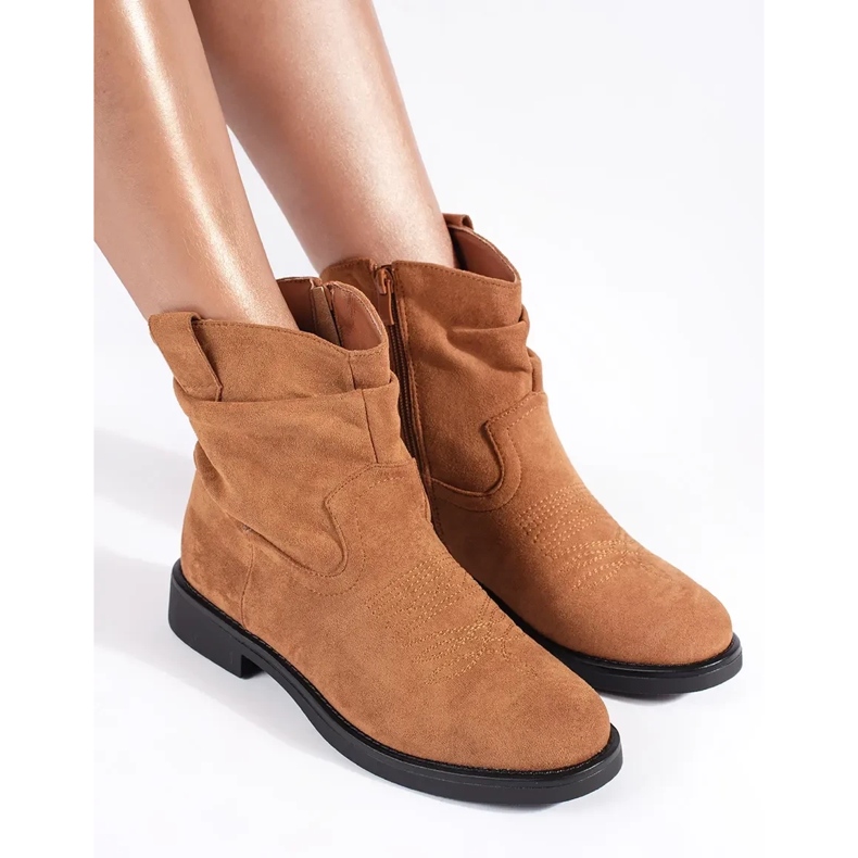 Cowboystövlar i brun mocka för kvinnor 2