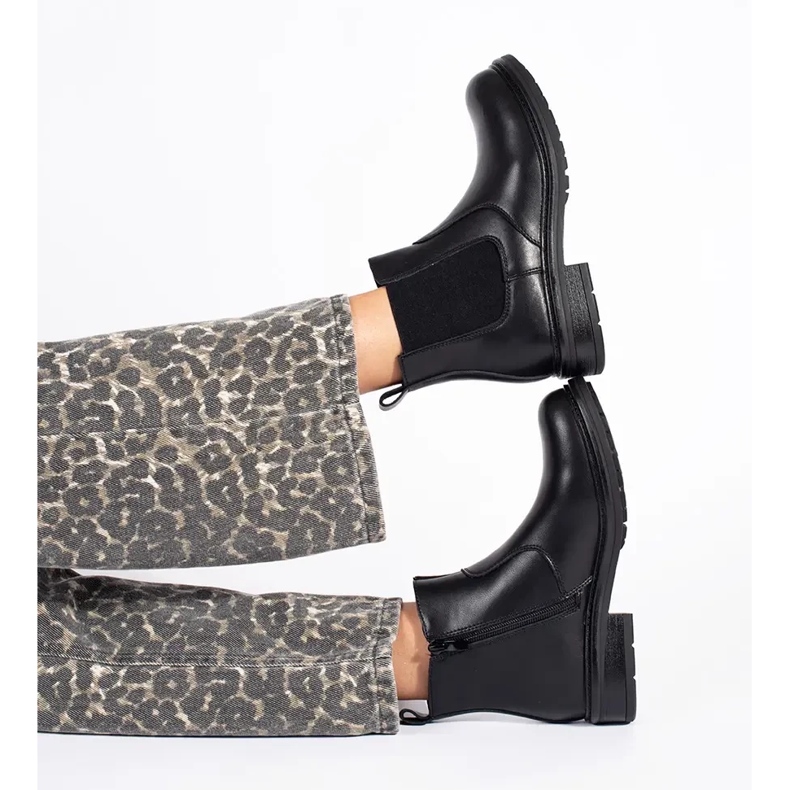 Svarta Chelsea-stövlar för kvinnor gjorda av naturligt läder från Sergio Leone 2