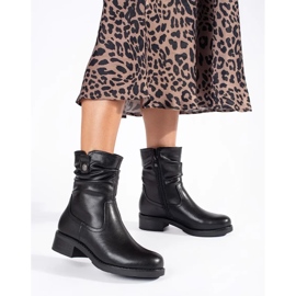 Svarta läderisolerade ankelstövlar för kvinnor från Sergio Leone 2