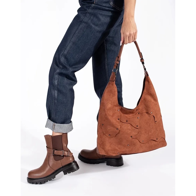 Chelsea-stövlar i brunt läder för kvinnor med Sergio Leone-plattform 2