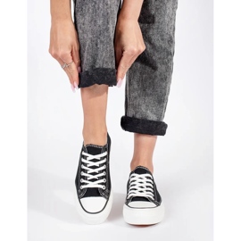 Seastar Svarta klassiska damsneakers med snörning med plattform 2