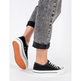 Seastar Svarta klassiska damsneakers med snörning med plattform 3