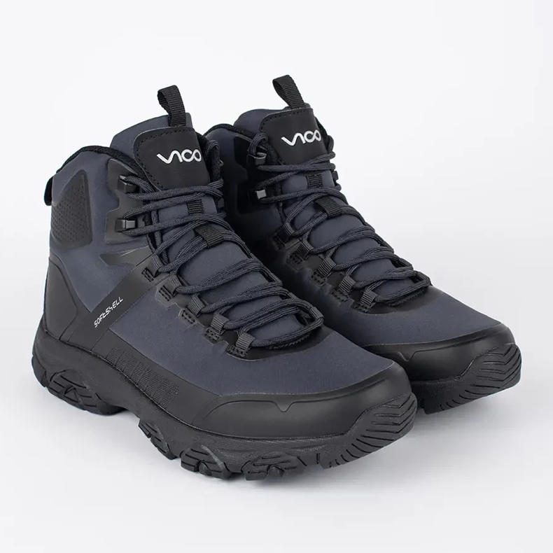 Vico Marinblå vinterstövlar med snörning för män 1