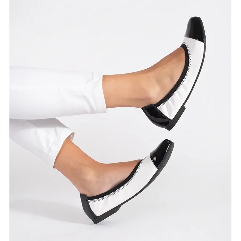 Goodin Svarta och vita elastiska balettlägenheter med resårband 2