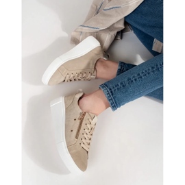 Goodin Beige sneakers med tjock sula 1