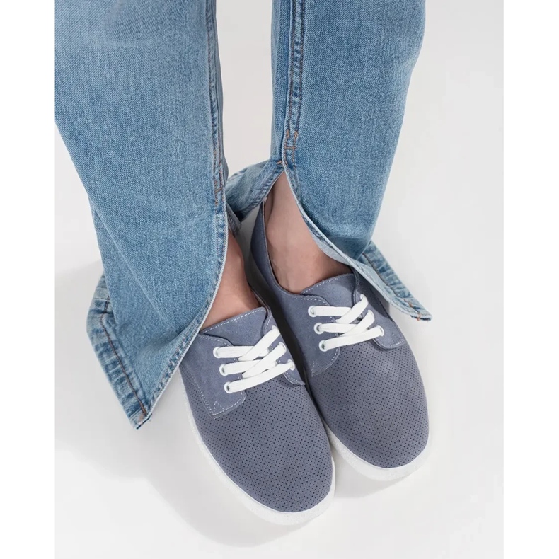 Goodin Blue OpenWork Sneakers gjorda av naturläder blå 1