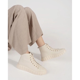 Goodin Kvinnors sneakers med hög ljus -beige på plattformen på plattformen 1