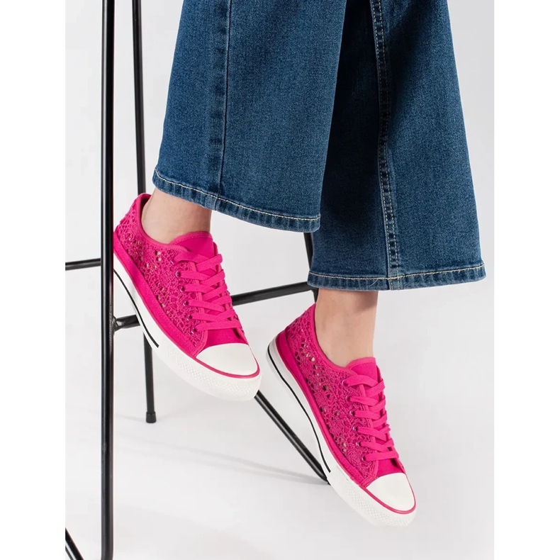 Rosa öppna bundna sneakers 1