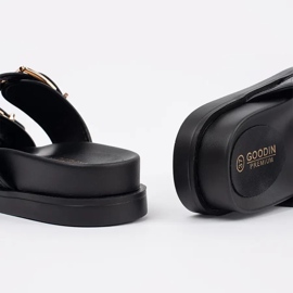 Goodin Svarta platt flip flops med spännen 1
