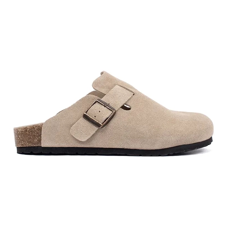 Goodin Lättbärande kvinnors läderflip flops beige 2